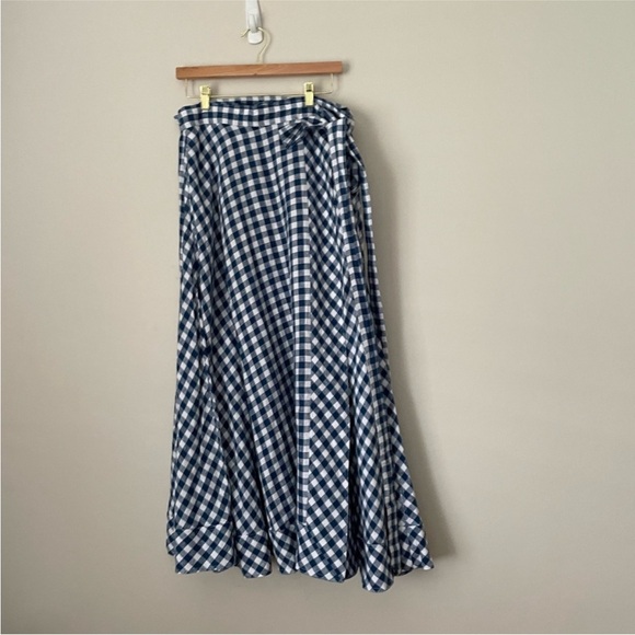Polo Ralph Lauren Gingham Linen Midi Wrap Skirt - Picture 5 of 9